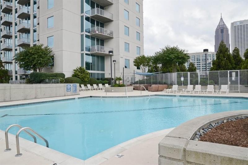 Spire Condos Atlanta Pool with Atlanta skyline views